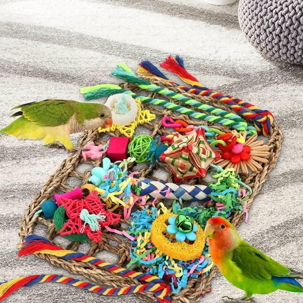 Rainbow Birdie Climbing Net – Colourful Hanging Enrichment Playground 🌈🐣💕