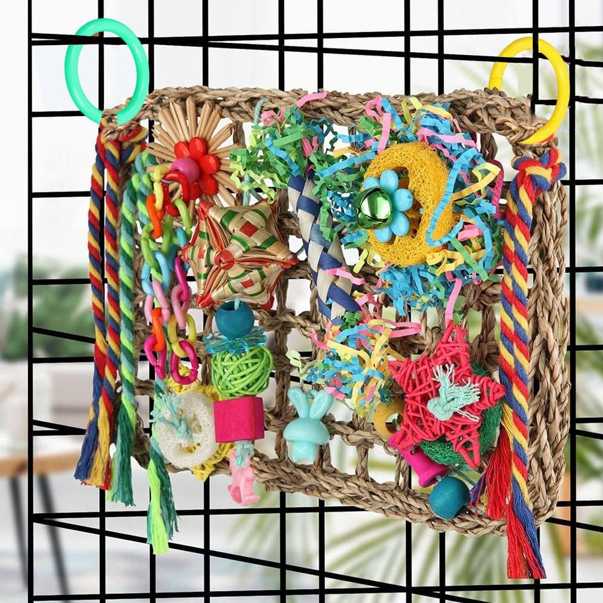 Rainbow Birdie Climbing Net – Colourful Hanging Enrichment Playground 🌈🐣💕