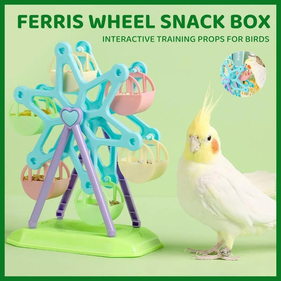 Interactive Bird Ferris Wheel Treat Dispenser – Parrot Foraging & Training Toy 🦜🌈