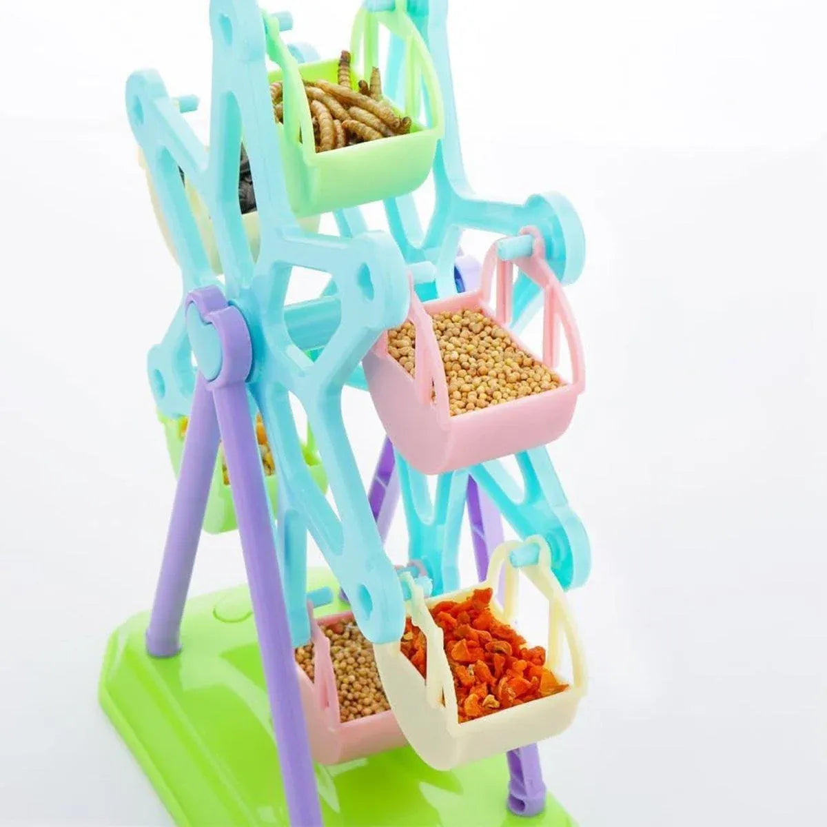 Interactive Bird Ferris Wheel Treat Dispenser – Parrot Foraging & Training Toy 🦜🌈