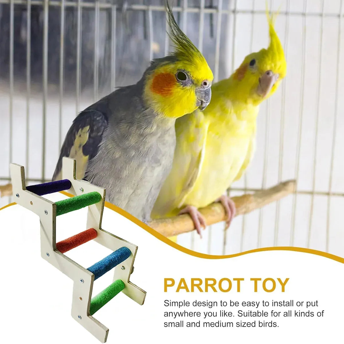 Rainbow Birdie Wooden Climbing Ladder – Hanging Adventure Playground 🐣💕