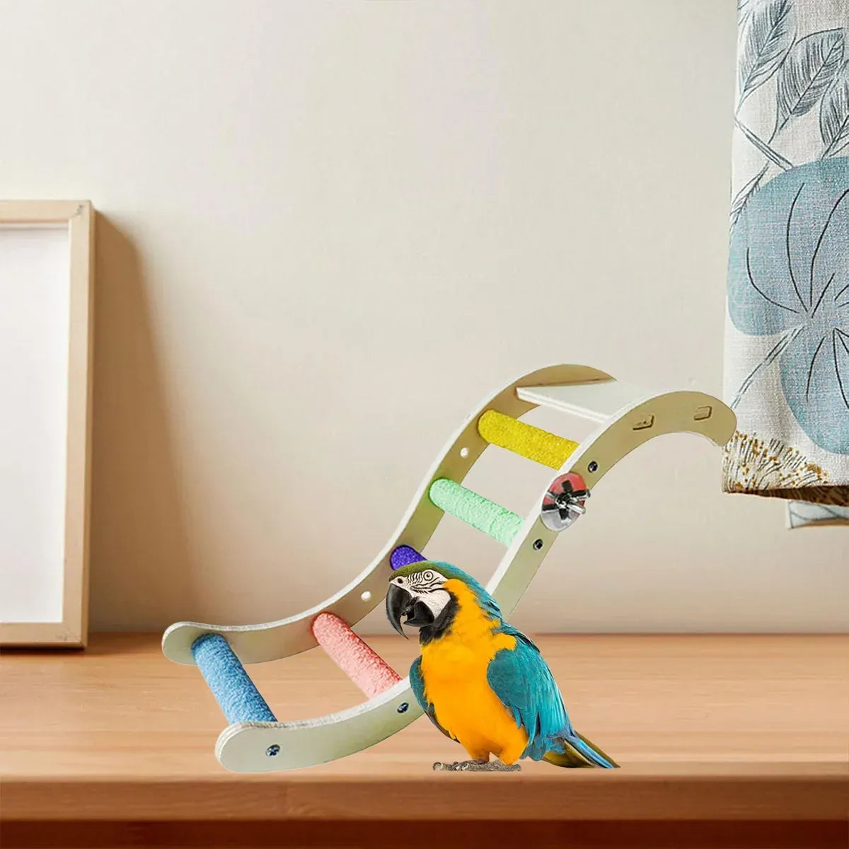 Rainbow Birdie Wooden Climbing Ladder – Hanging Adventure Playground 🐣💕
