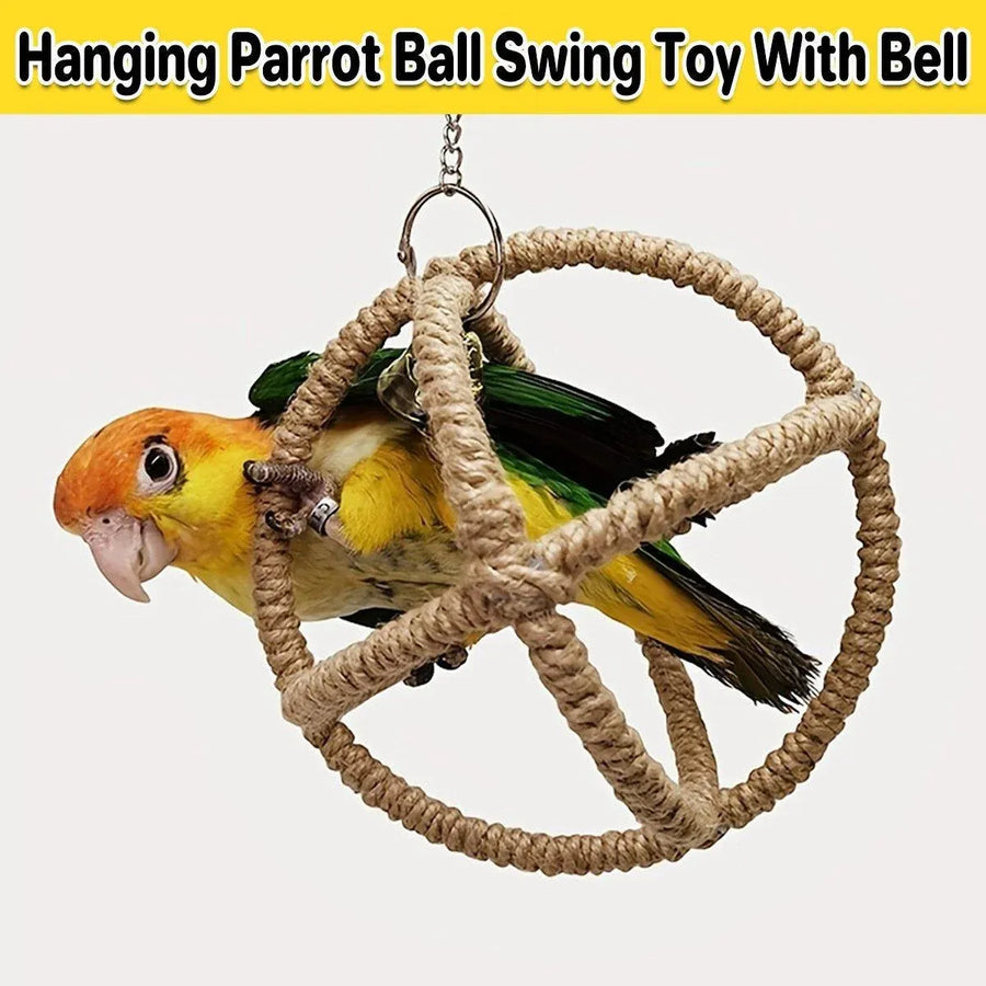 Parrot Chew & Swing Toy – Hanging Bird Enrichment Hoop 🦜🌈