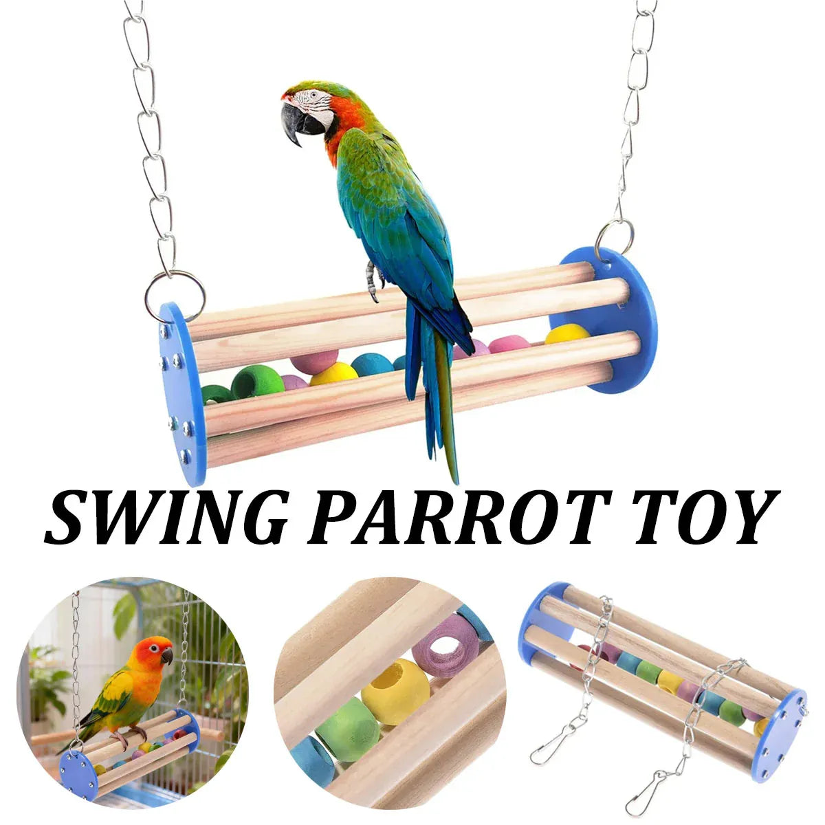 Baby Beaks Swingin’ Rainbows 🌈🐣 | Wooden Bird Swing & Hanging Play Perch