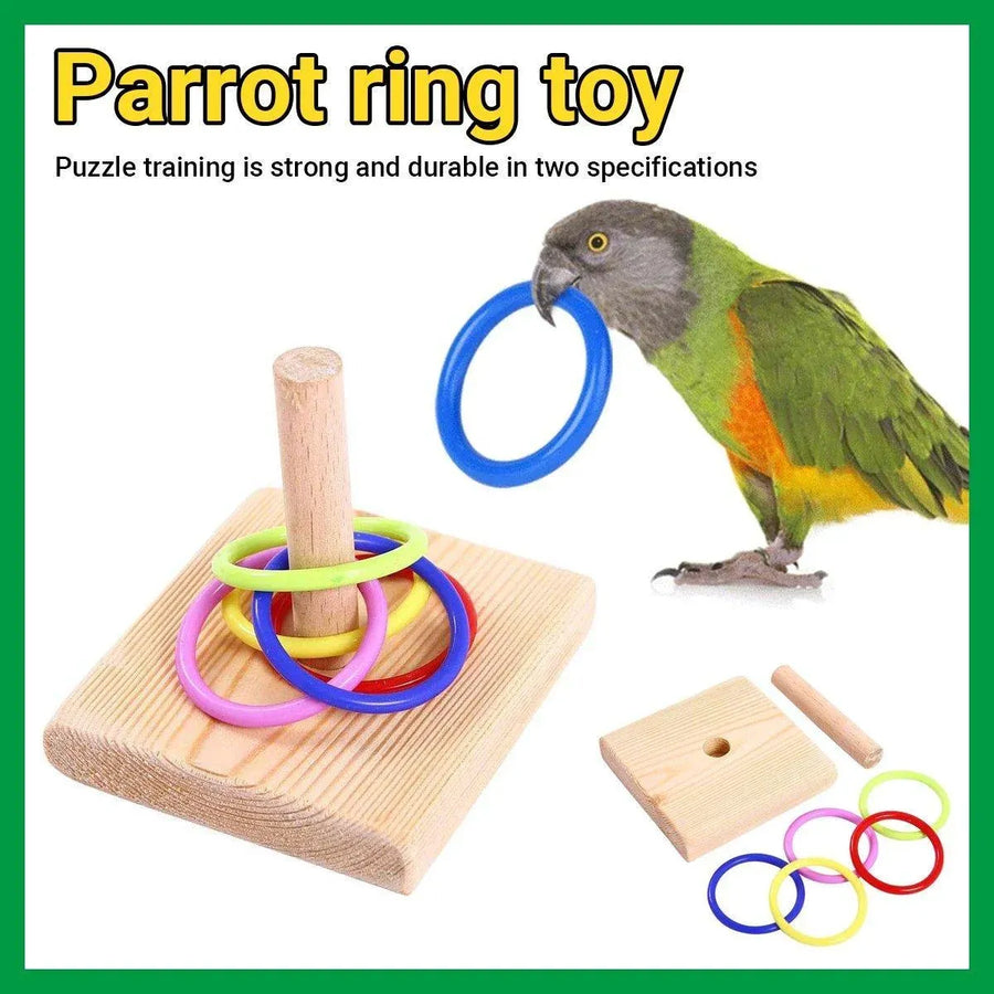 Interactive Bird Ring Stacking Toy – Parrot Training & Puzzle Enrichment Set 🦜🌈
