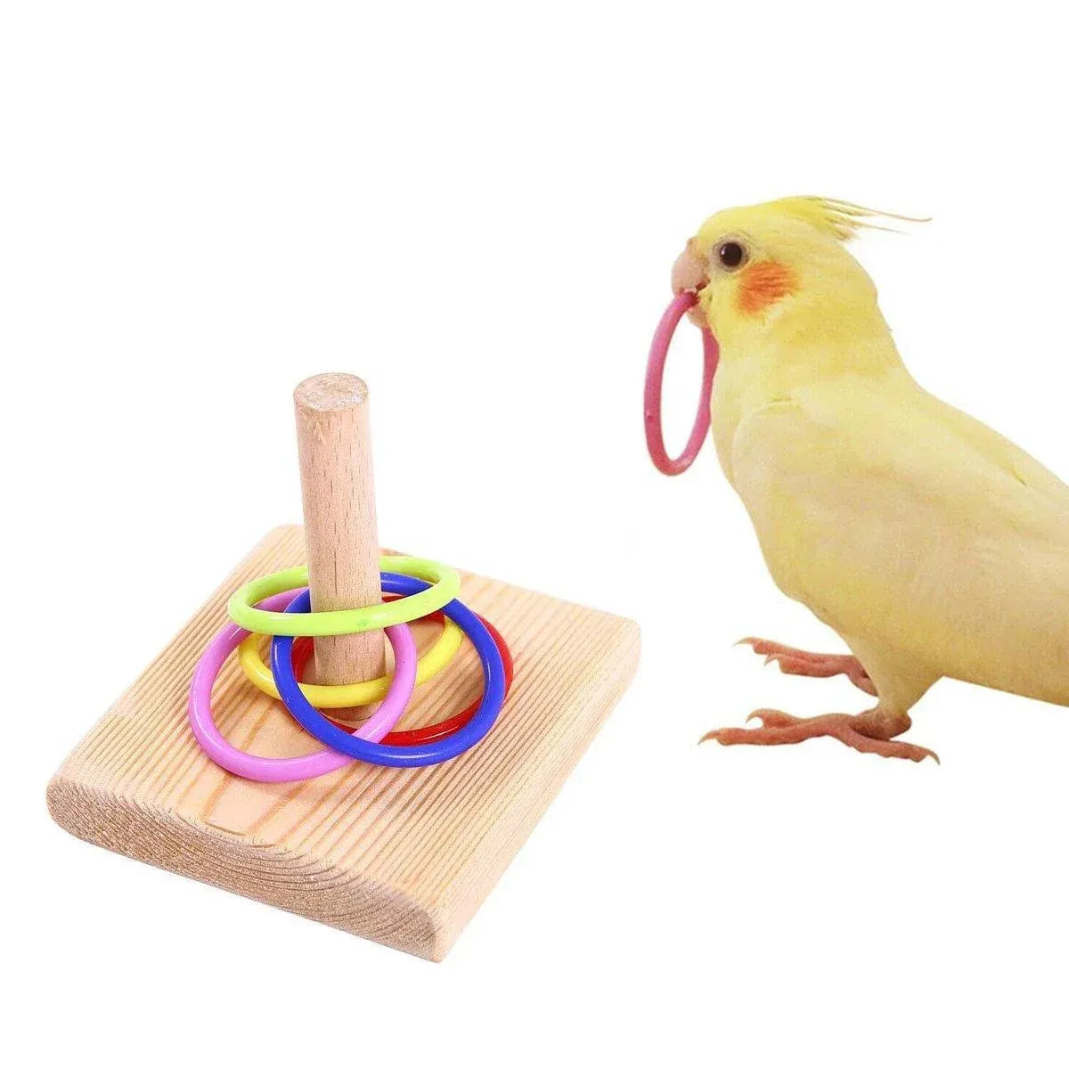 Interactive Bird Ring Stacking Toy – Parrot Training & Puzzle Enrichment Set 🦜🌈